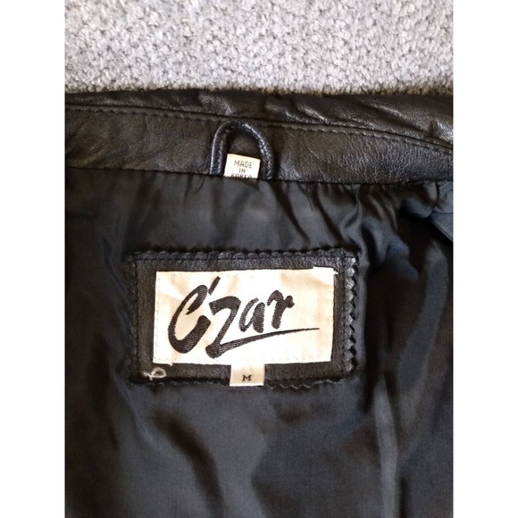 Womans Black Leather Biker Motorcycle Jacket Sz Med Excellent Vtg Fringe Short - Picture 8 of 9